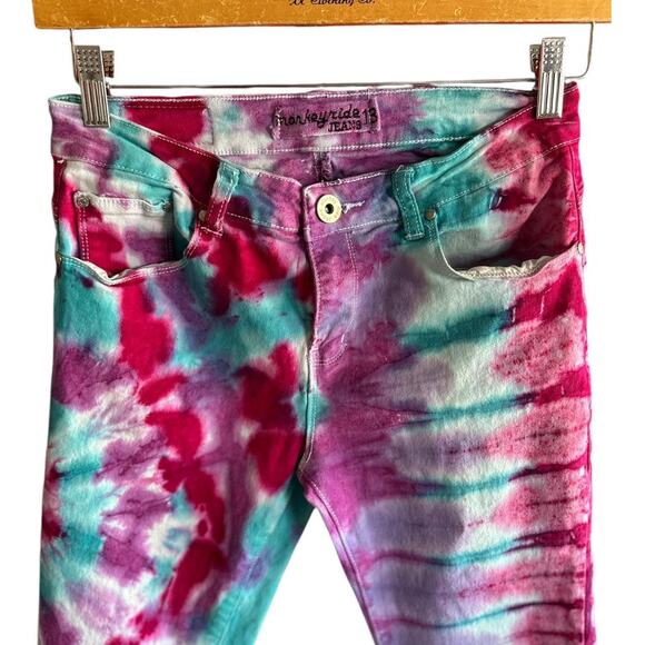 Monkey Ride Jeans Kids Upcycled Tie-Dye Pants Size: 13 - Picture 2 of 8